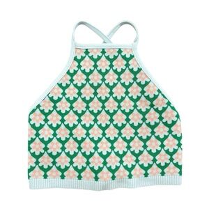 Debut High Neck Floral Crop Top Small